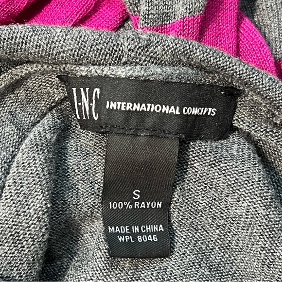 Gray & Pink Striped Open Front Cardigan Sweater‎ Casual Comfy Layering - Picture 8 of 8